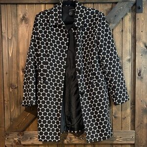 NIC+ZOE Black and White Polka Dot Trench Coat
